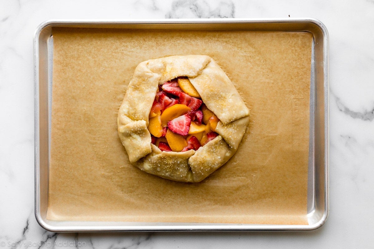 strawberry peach tart before baking