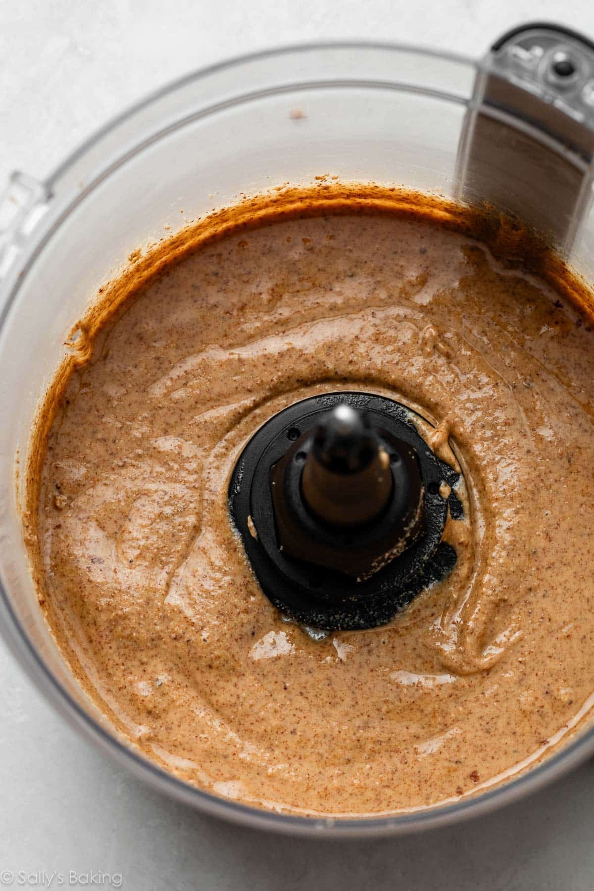 homemade almond butter in food processor.