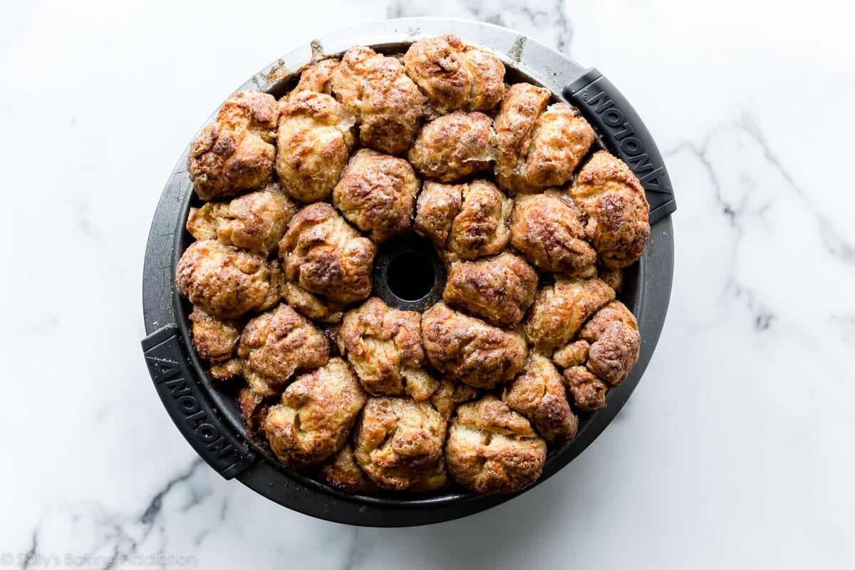 baked monkey bread in bundt pan