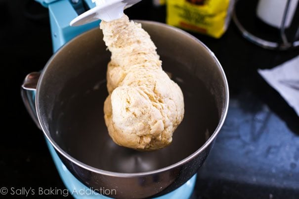 pizza dough on a dough hook