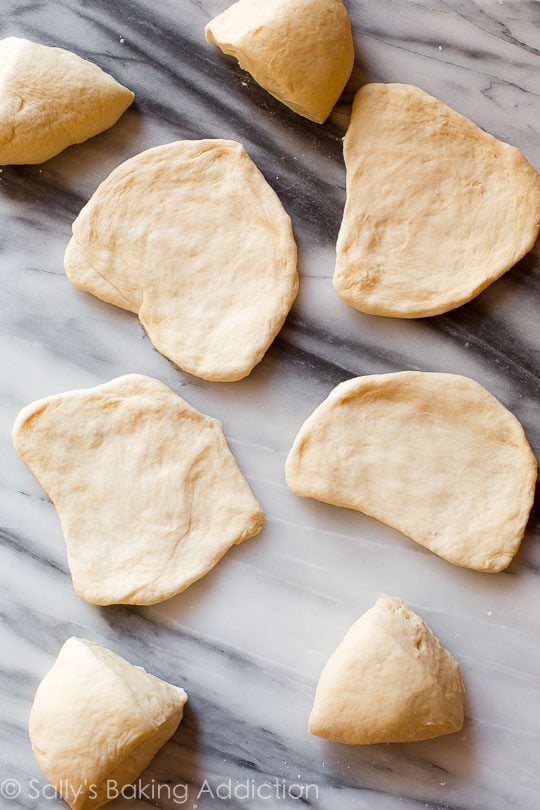 rolled out dough for ham and cheese pockets