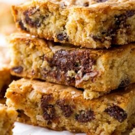 stack of dark chocolate coconut blondies