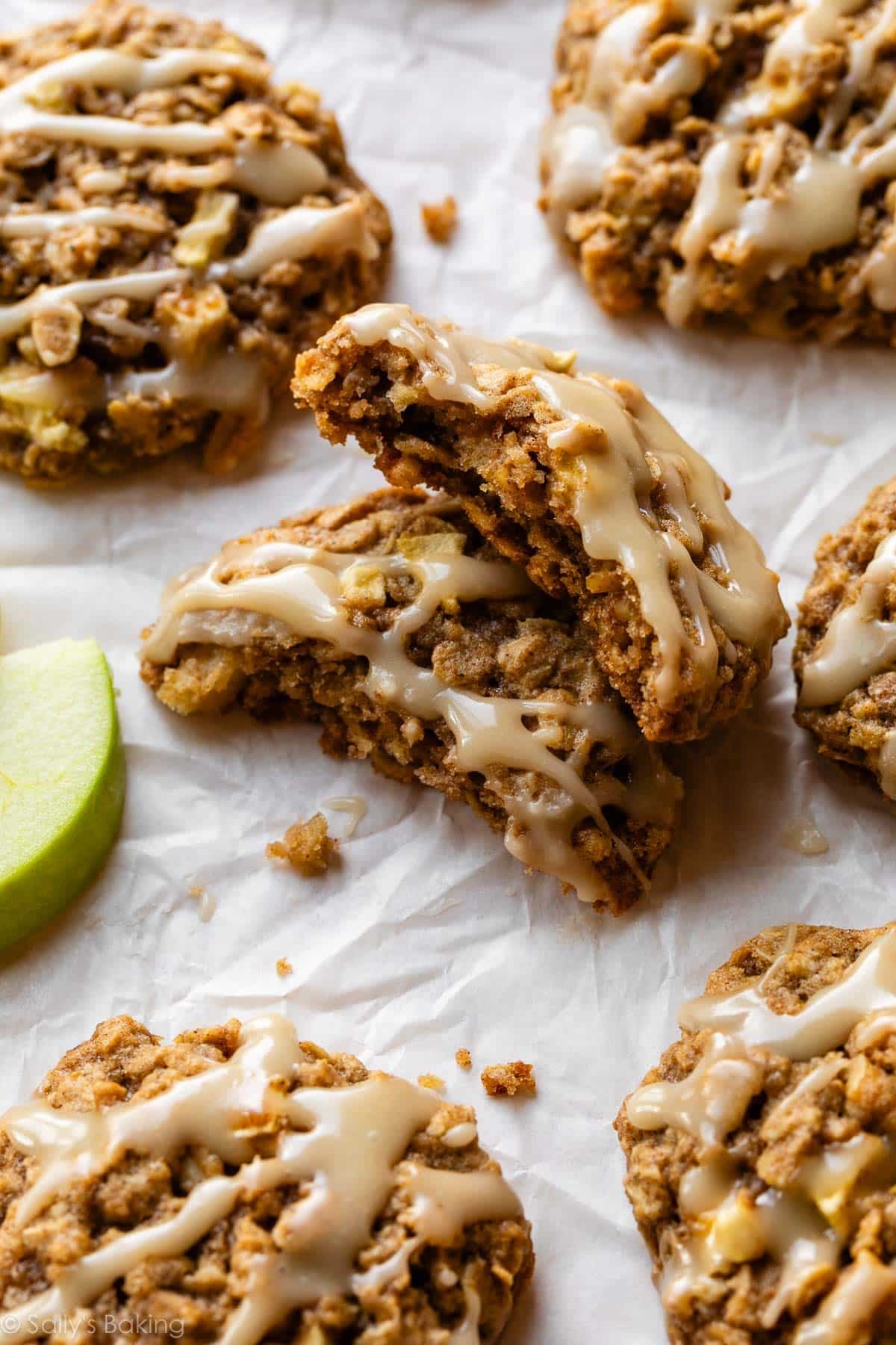 apple cinnamon cookie broken open.