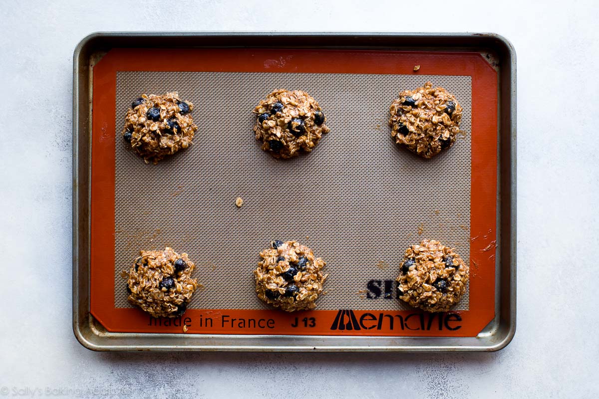 breakfast cookies on a baking sheet before baking