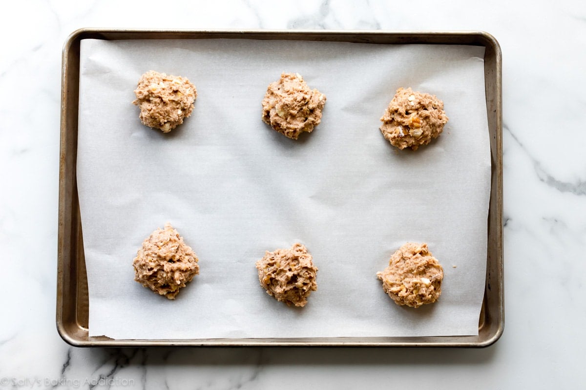 Banana scones on baking sheet before baking
