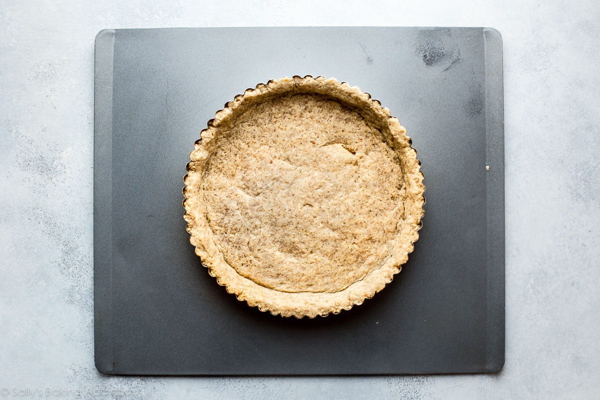 peanut crust in a tart pan