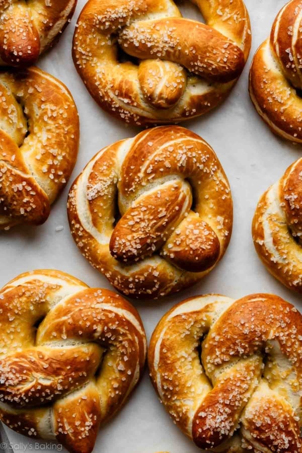 homemade salted soft pretzels.