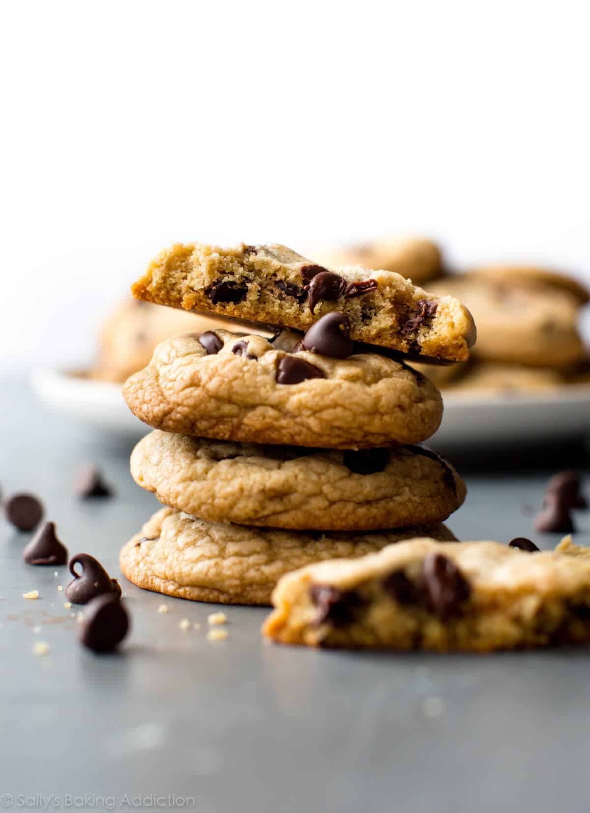 stack of chocolate chip cookies