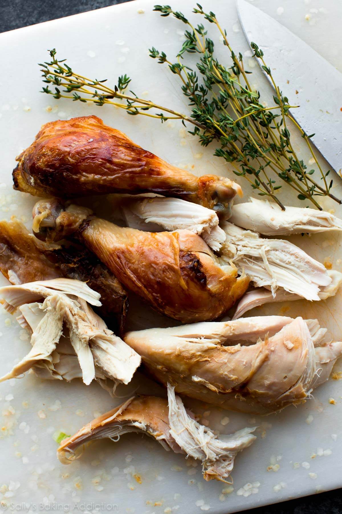 turkey on a white cutting board