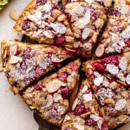 raspberry almond crumb coffee cake.