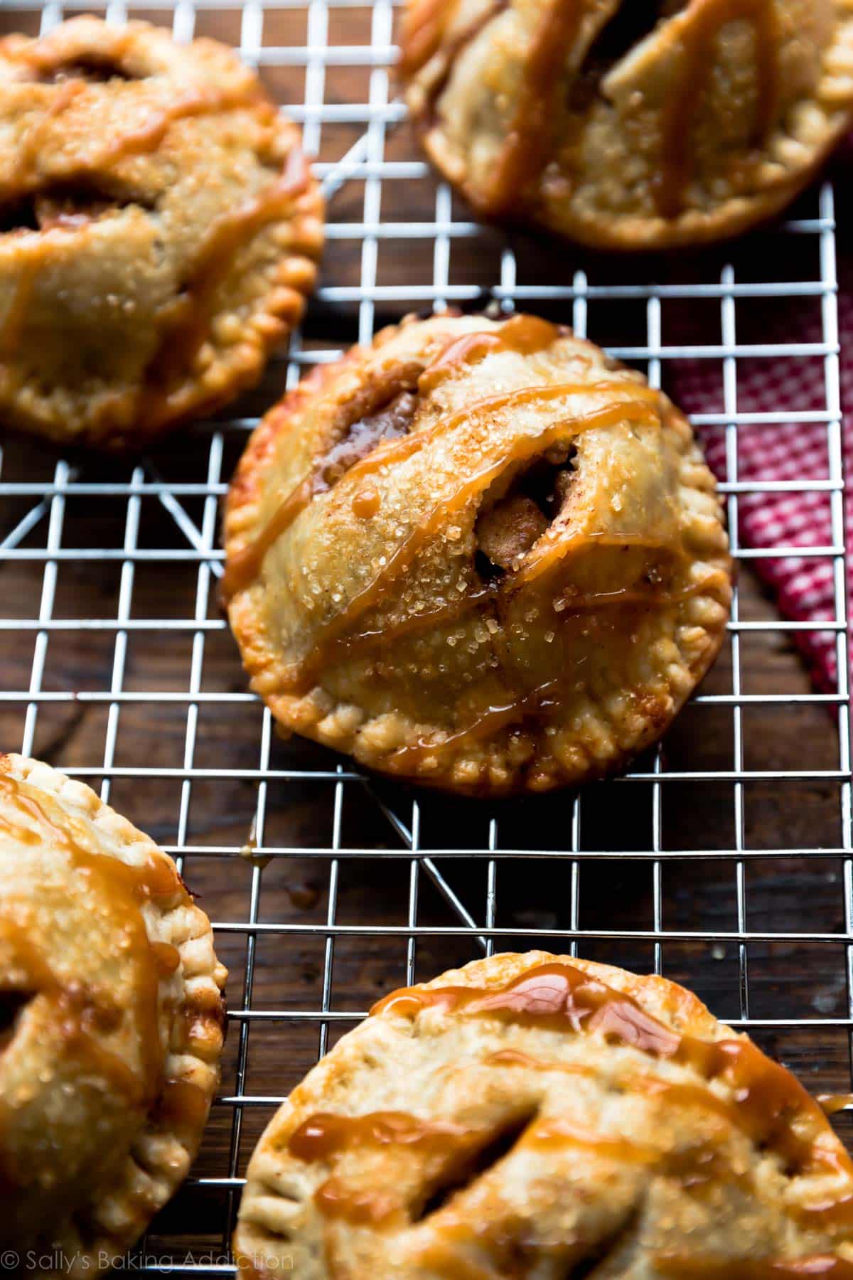 Apple hand pies on a cooling rack
