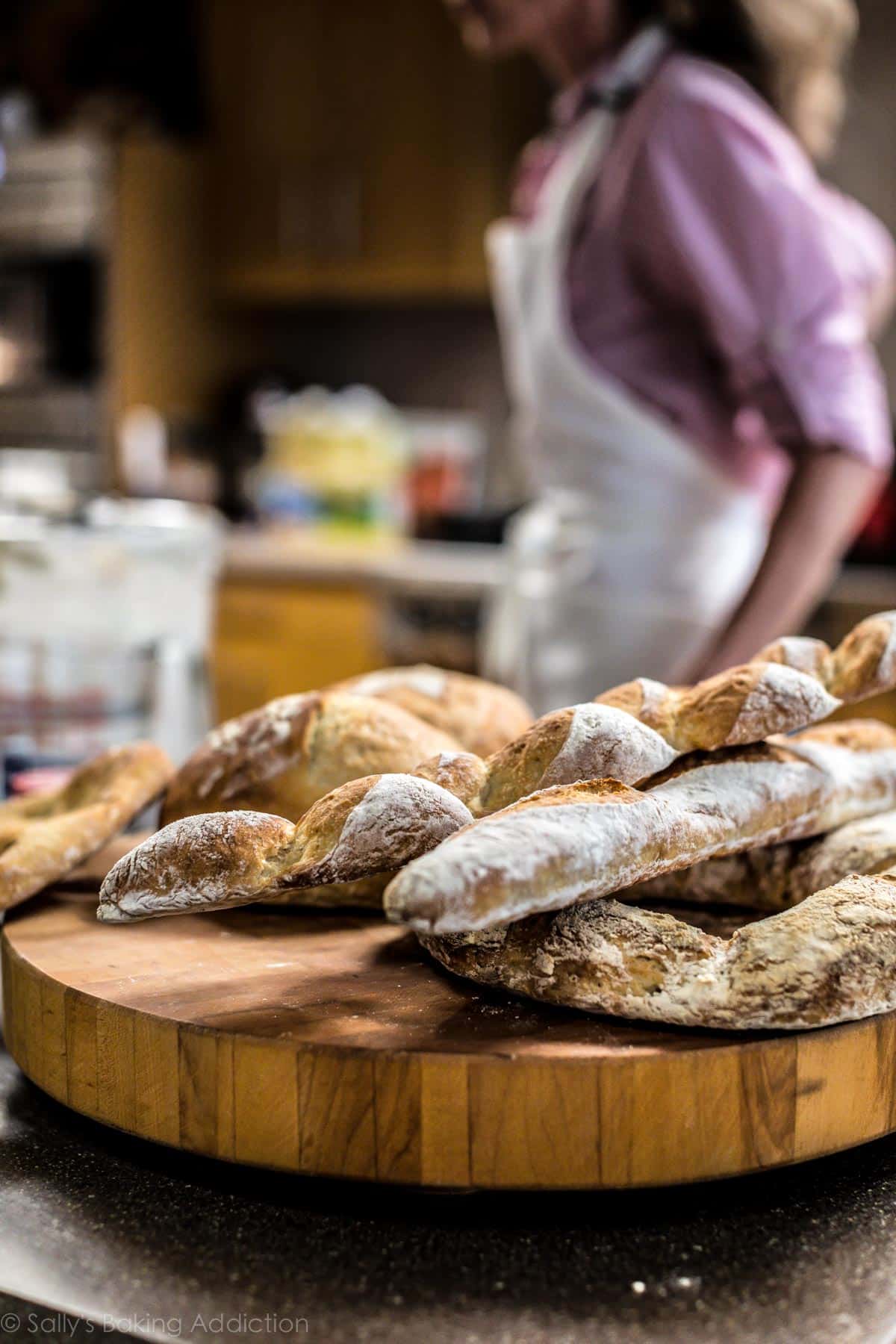 bread on a wood serving tray