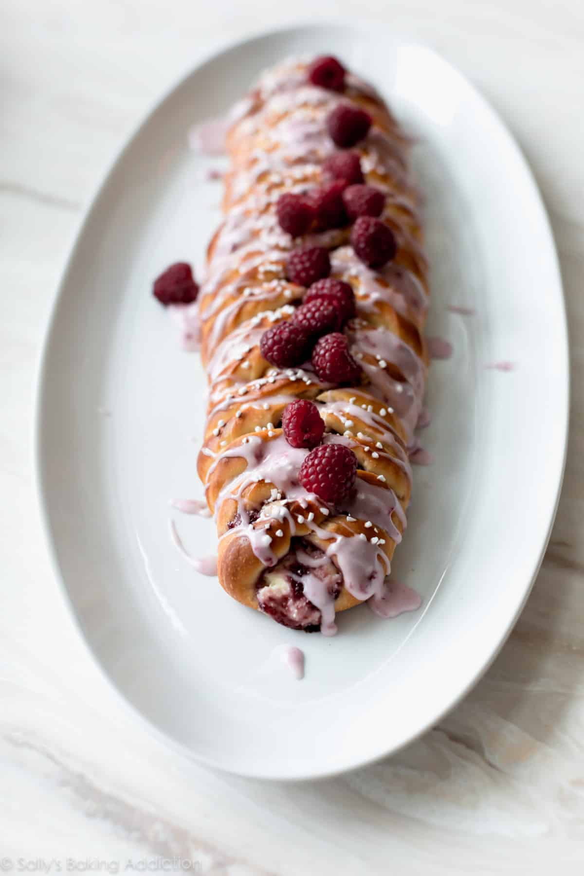 pastry braid on a white plate