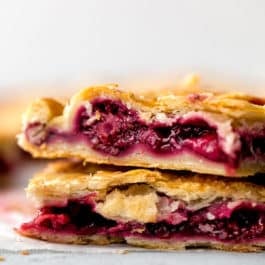 2 slices of mixed berry slab pie