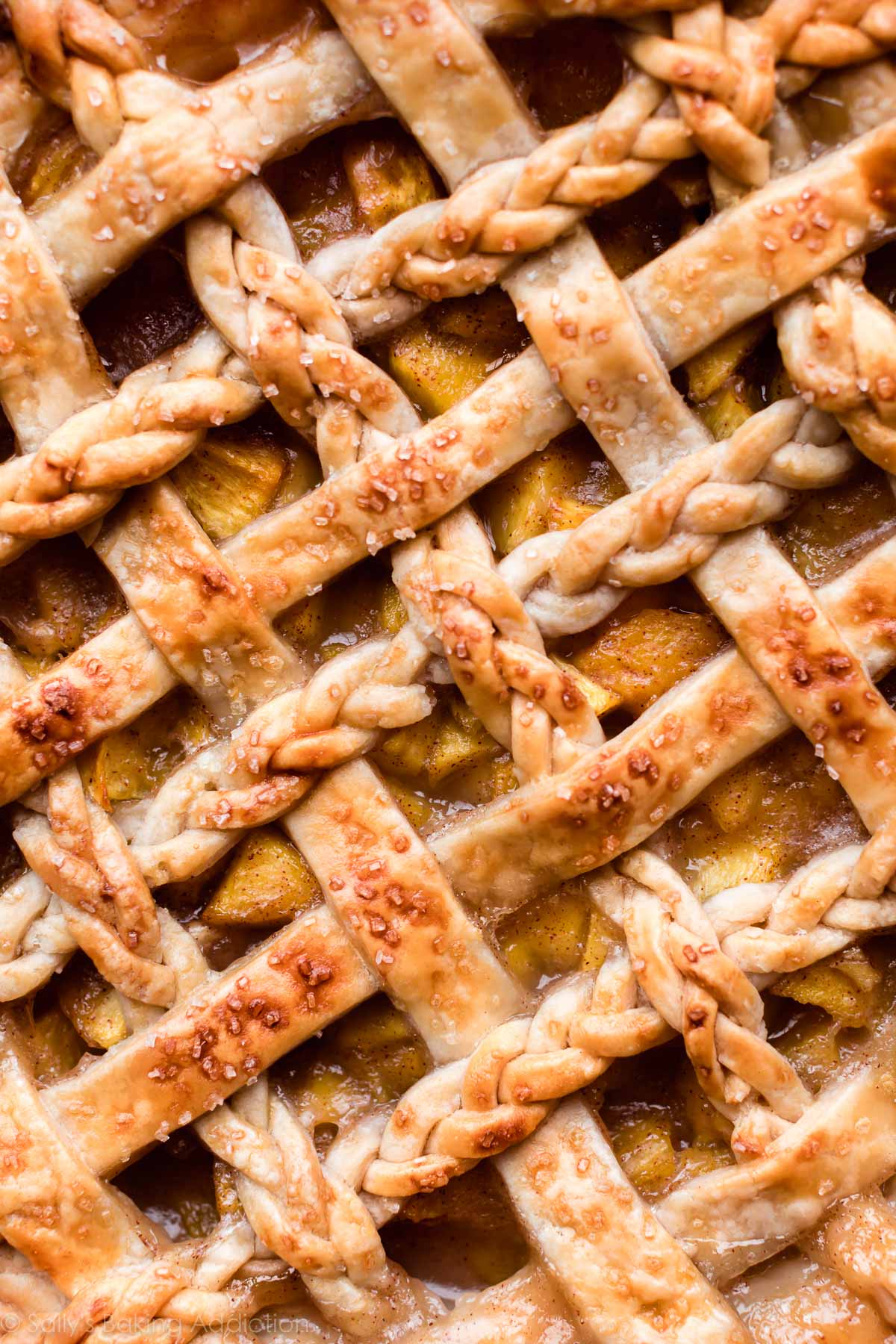 braided pie crust after baking.