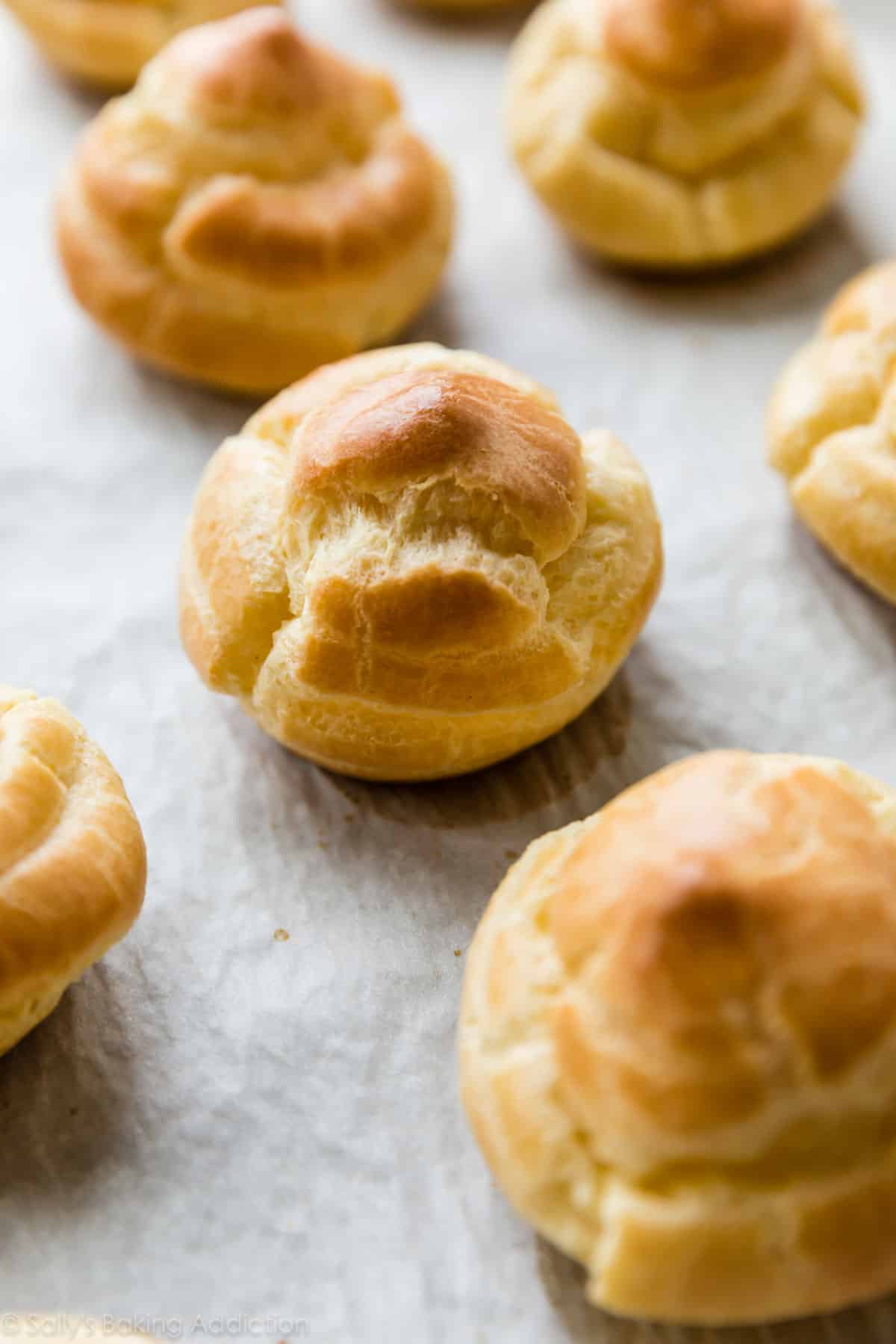 choux pastry after baking
