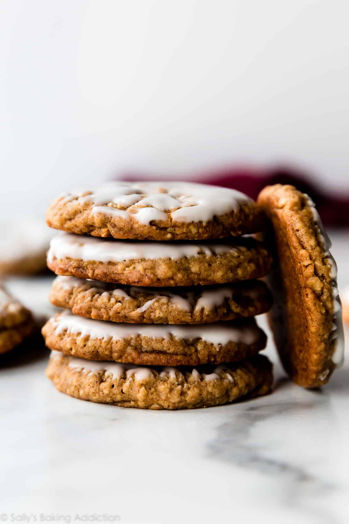 stack of old fashioned iced oatmeal cookies