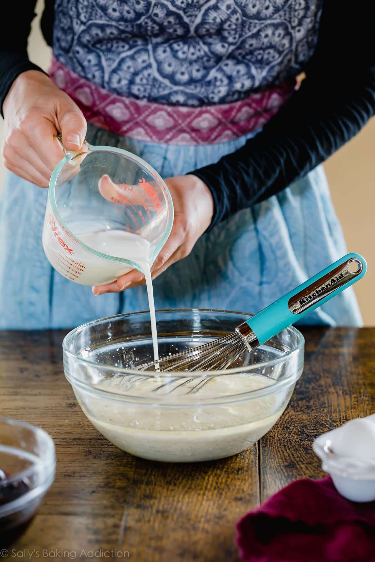 black forest cake batter in a glass bowl