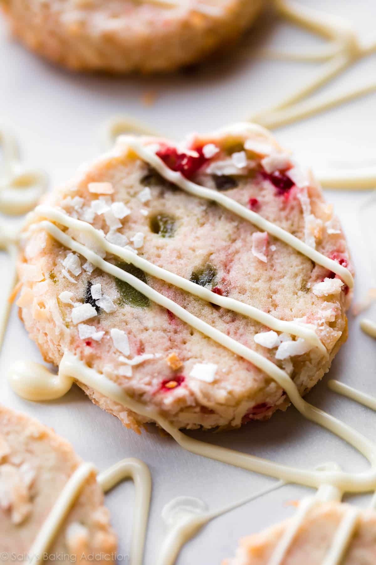 slice and bake Christmas cookie with white chocolate drizzle