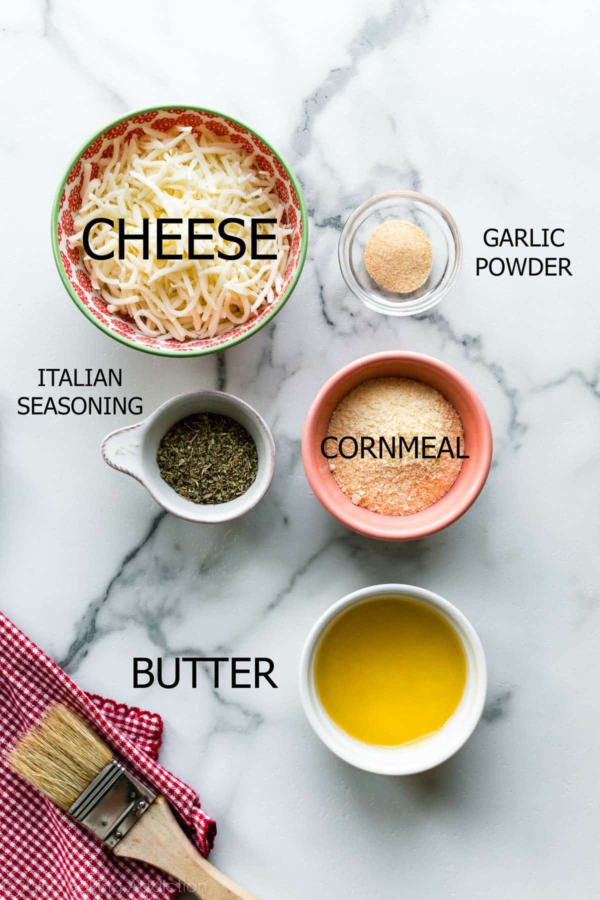 Ingredients for cheesy breadsticks