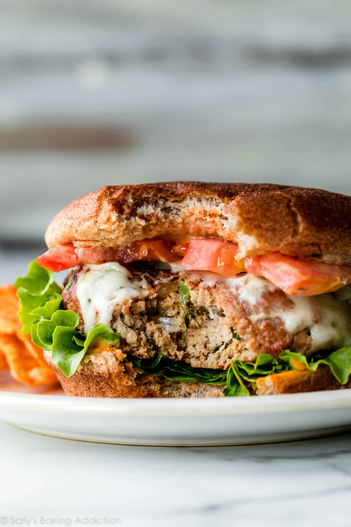 jalapeño turkey burger on a white plate