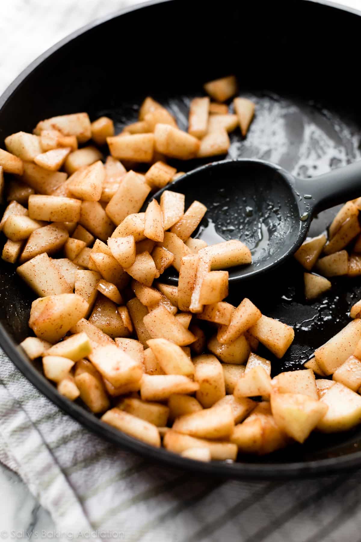 sautéed cinnamon apples in a skillet