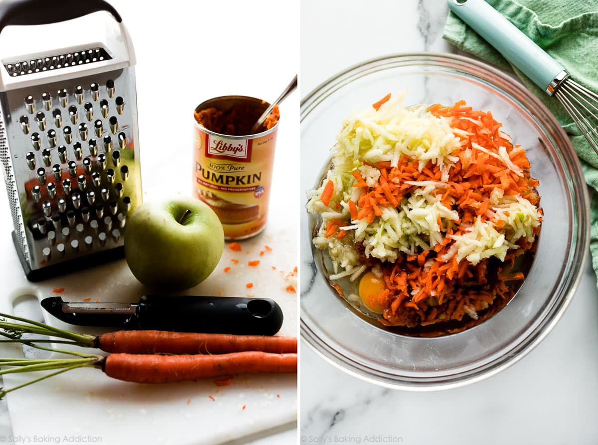 2 images of ingredients for harvest spice bread