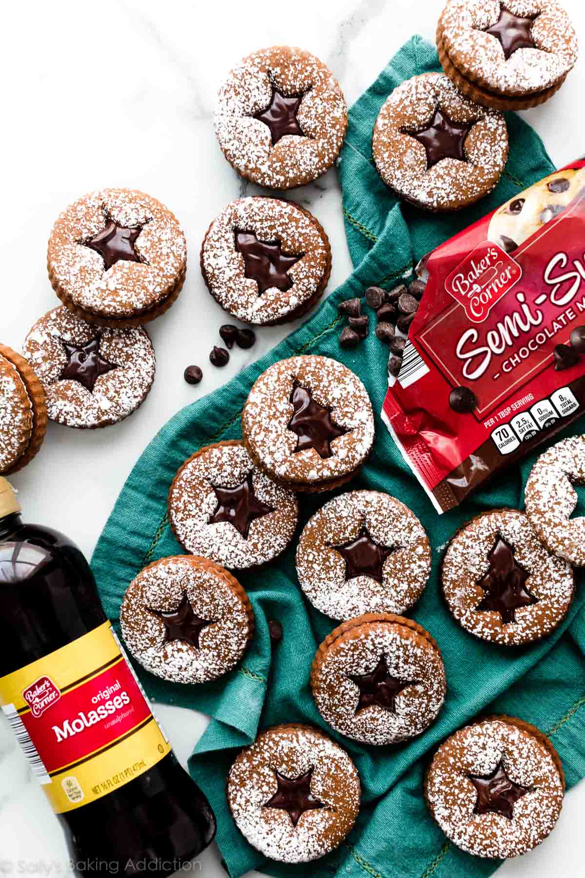 chocolate gingerbread linzer style cookies