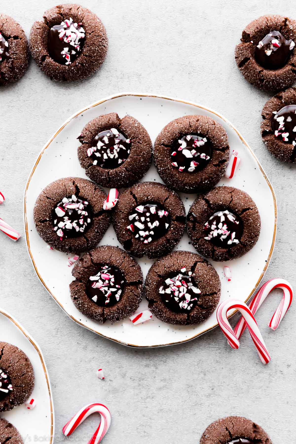chocolate peppermint thumbprints