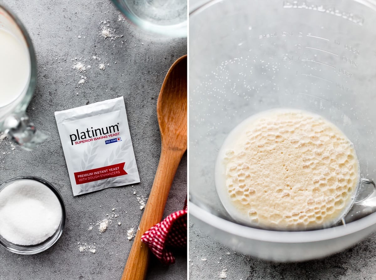 2 images of yeast for bread dough