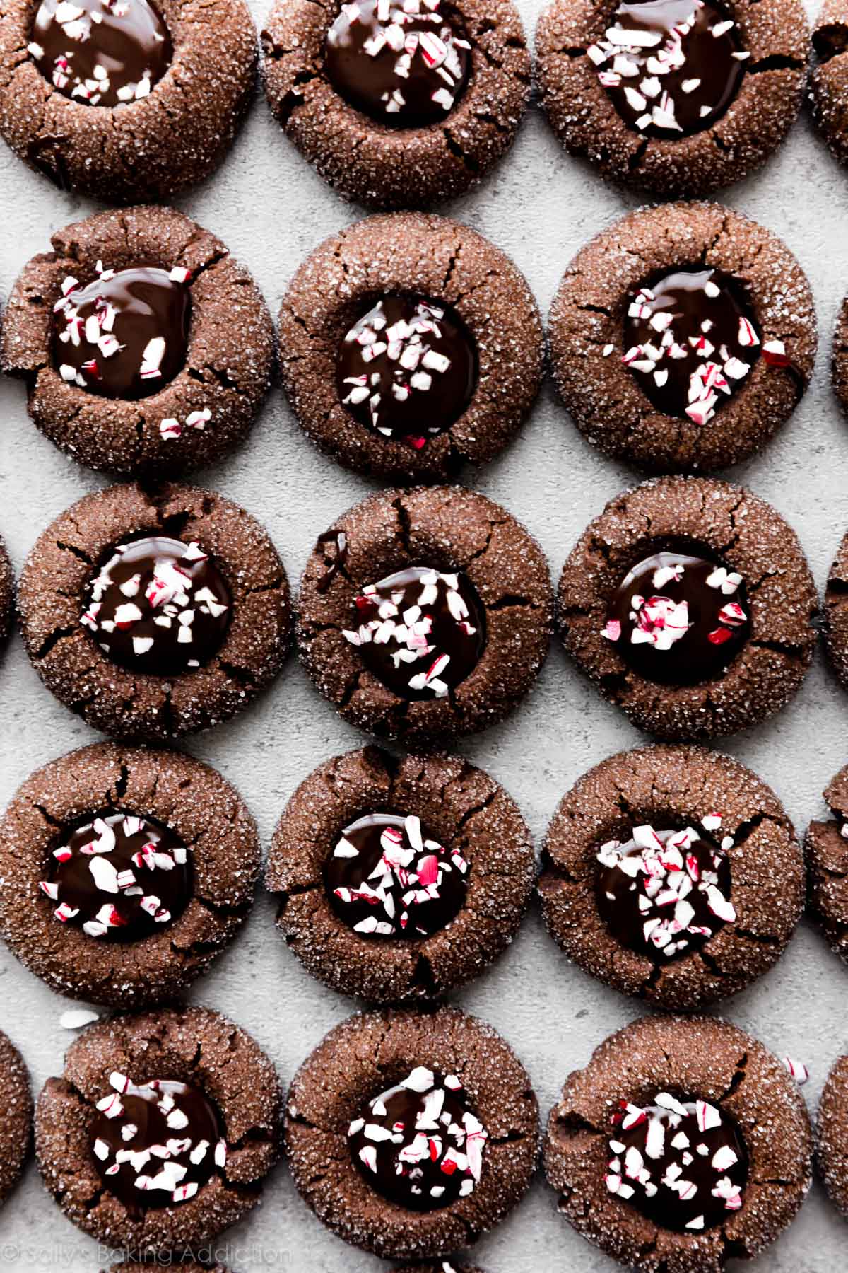chocolate peppermint thumbprints