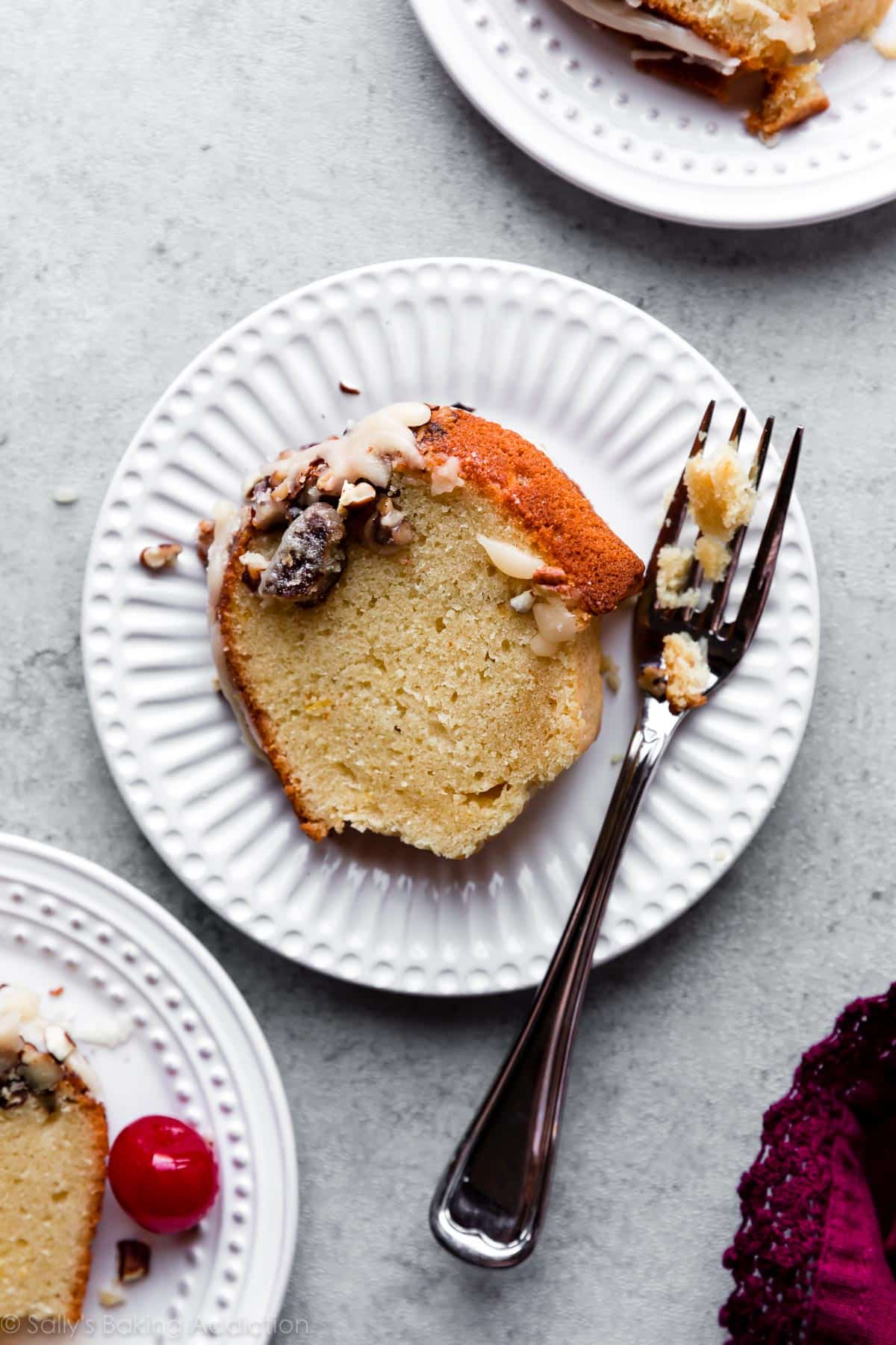 rum cake slice on a plate