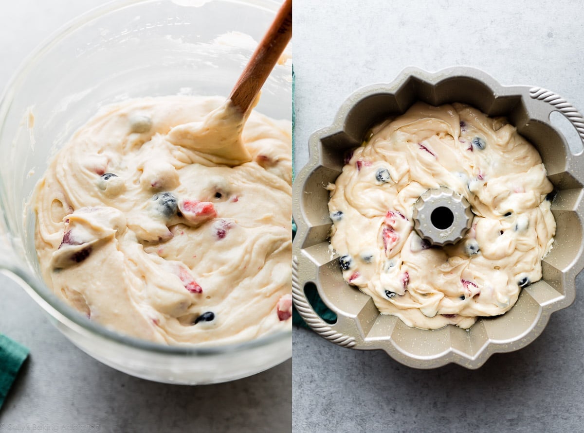 lemon berry yogurt cake batter