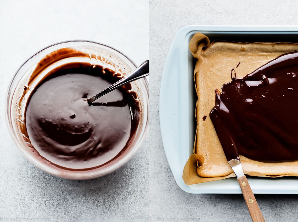 chocolate ganache for peanut butter cheesecake bars