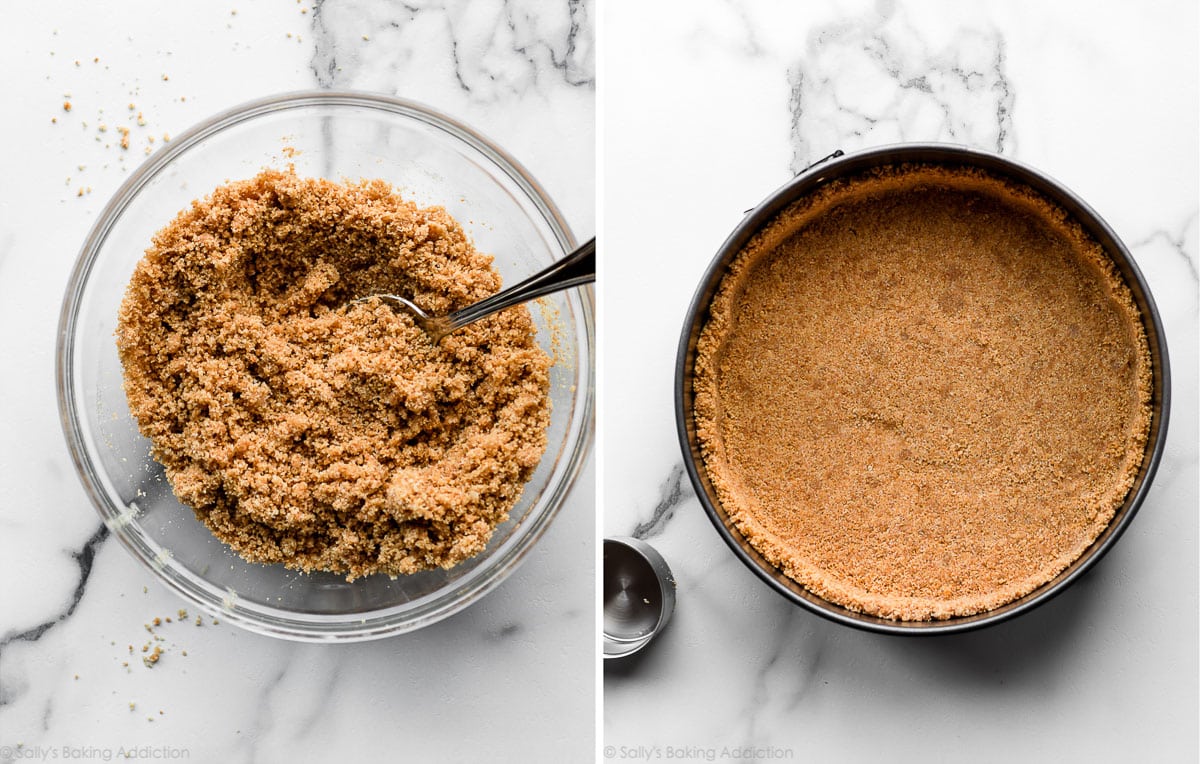 graham cracker crust in springform pan