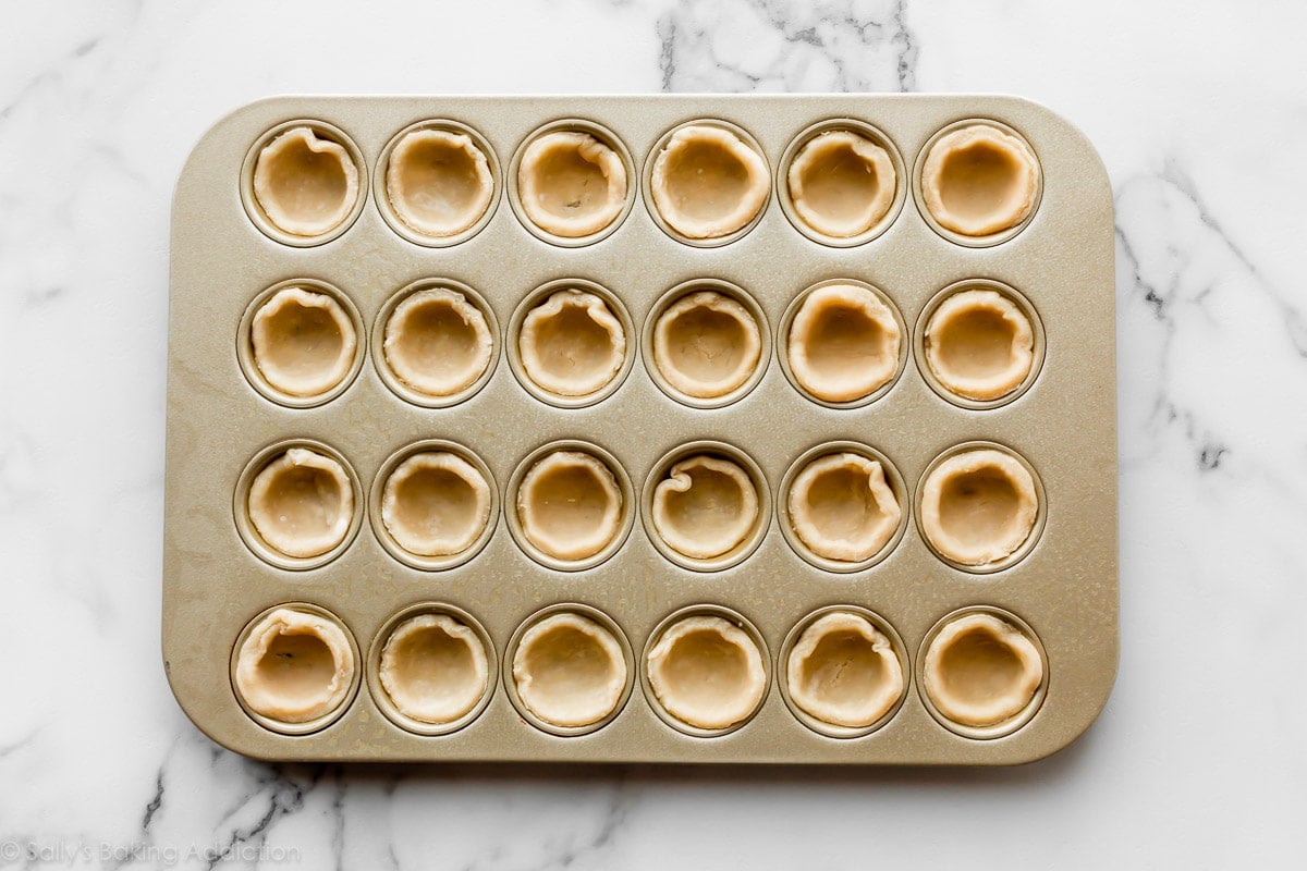 mini pie crusts in mini muffin pan
