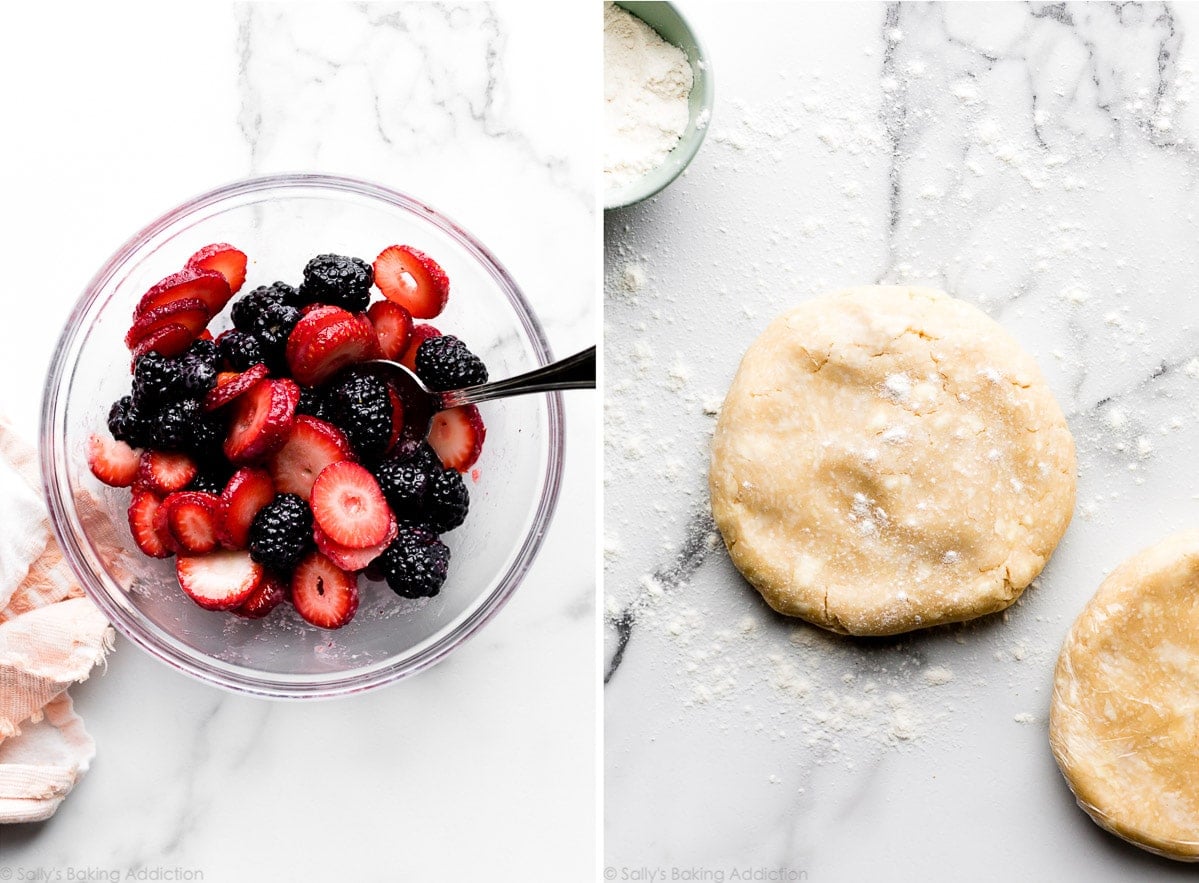 strawberry blackberry filling and pie dough