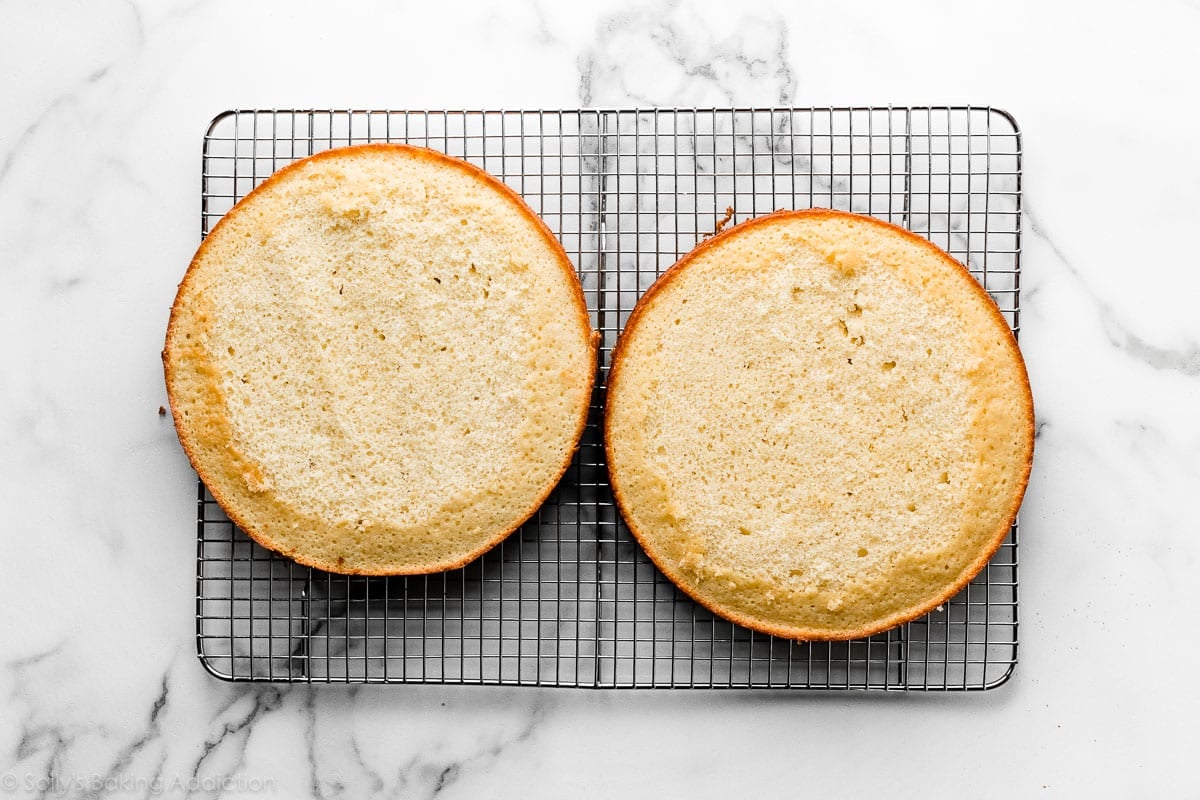 leveled off yellow cake layers