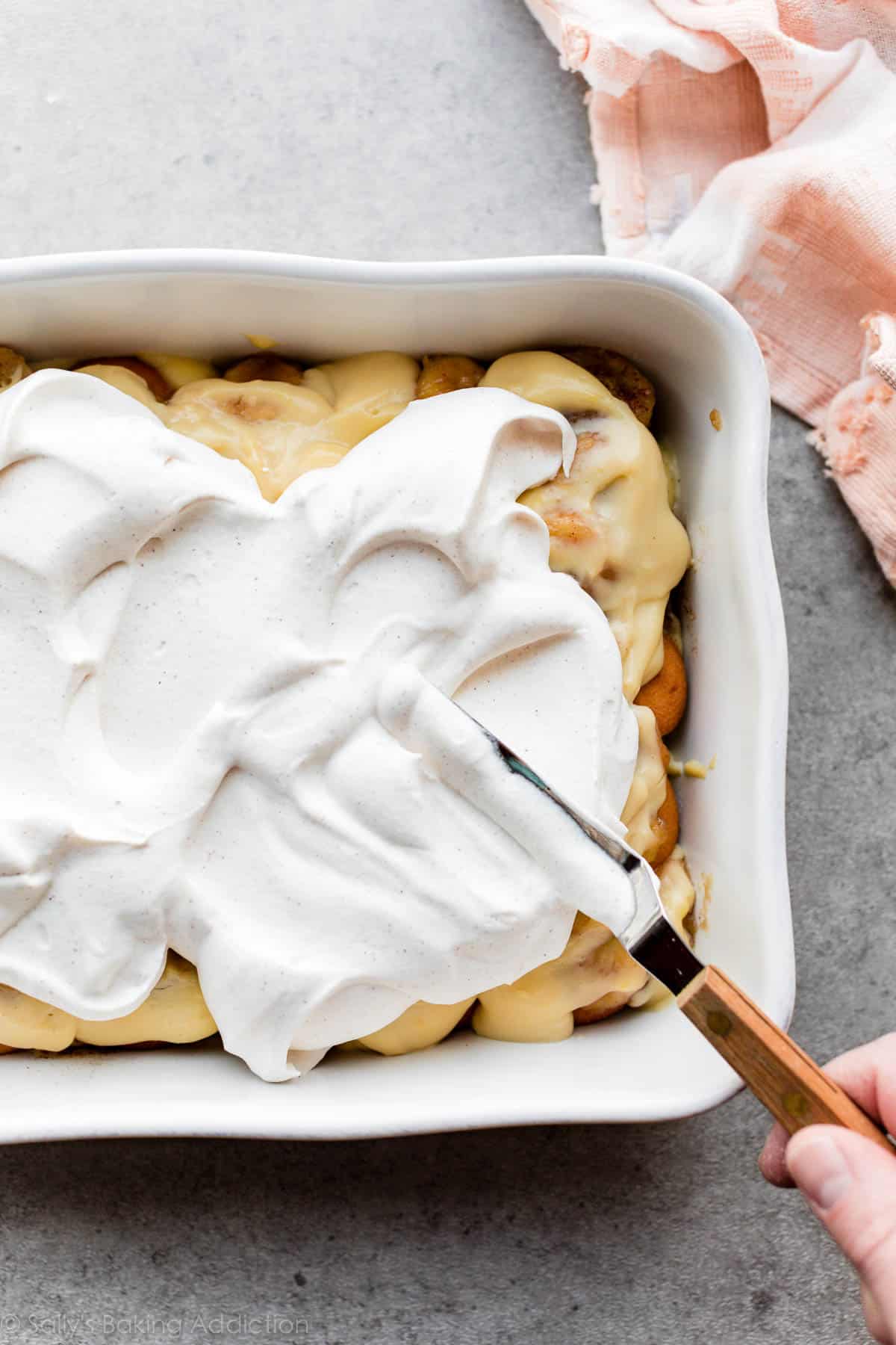 whipped cream on banana pudding