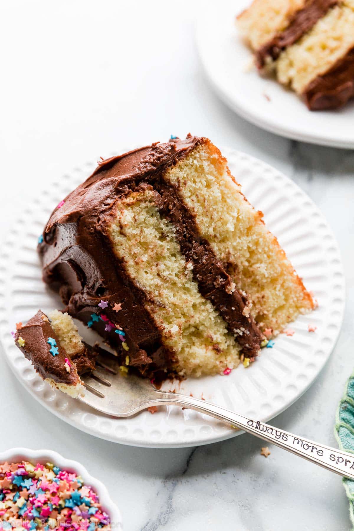 slice of yellow birthday cake