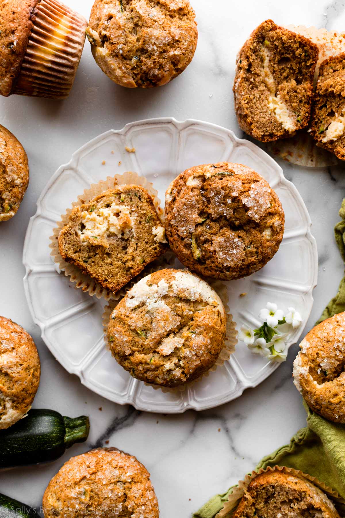 zucchini muffins stuffed with cheesecake filling