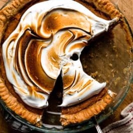 bourbon sweet potato pie with toasted meringue topping