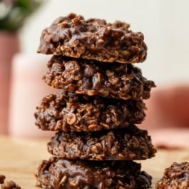 stack of no bake cookies.