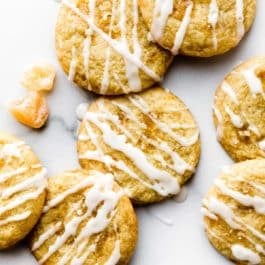 lemon cookies with candied ginger and lemon glaze on top