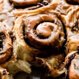chocolate sweet rolls in pan