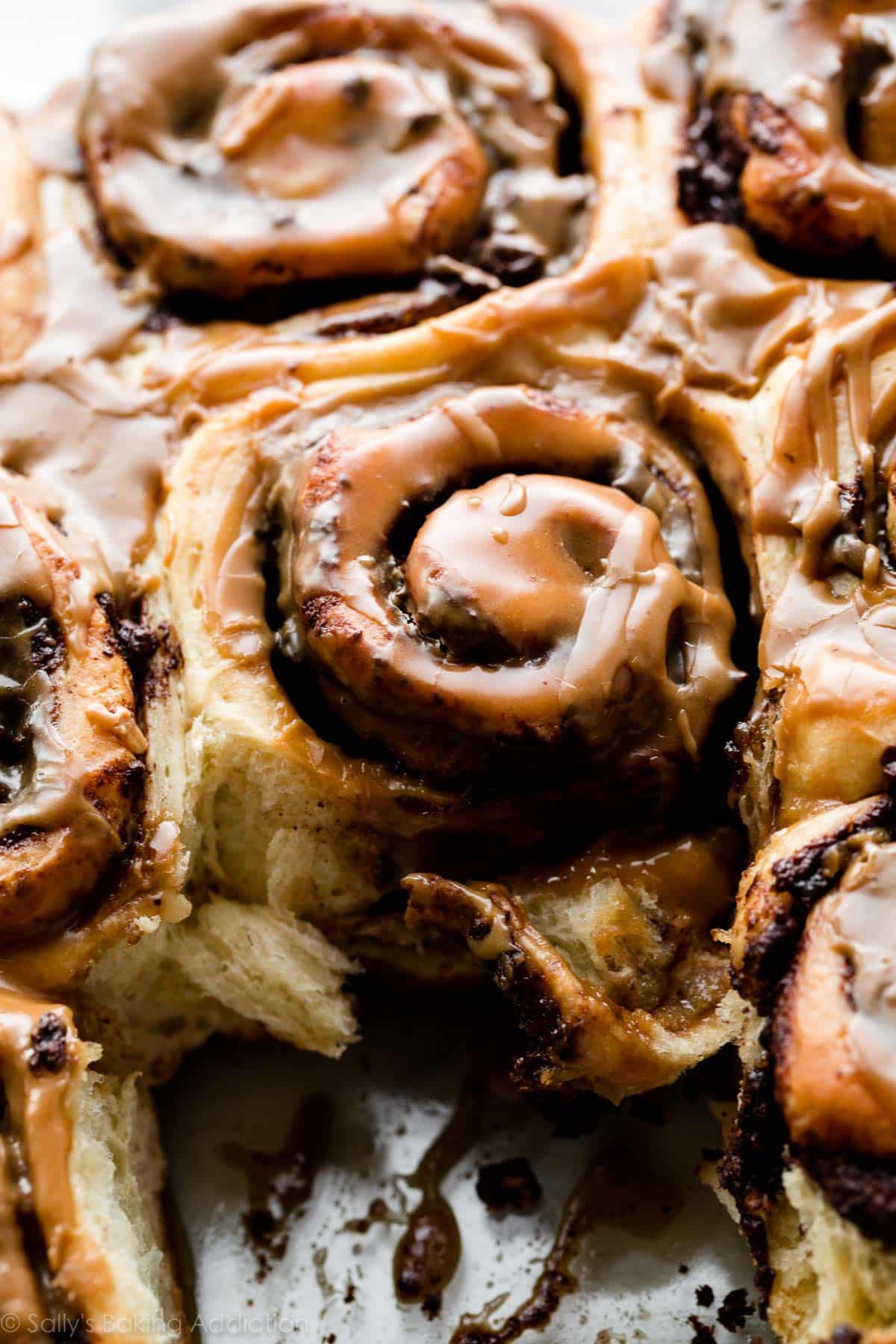 chocolate sweet rolls in pan