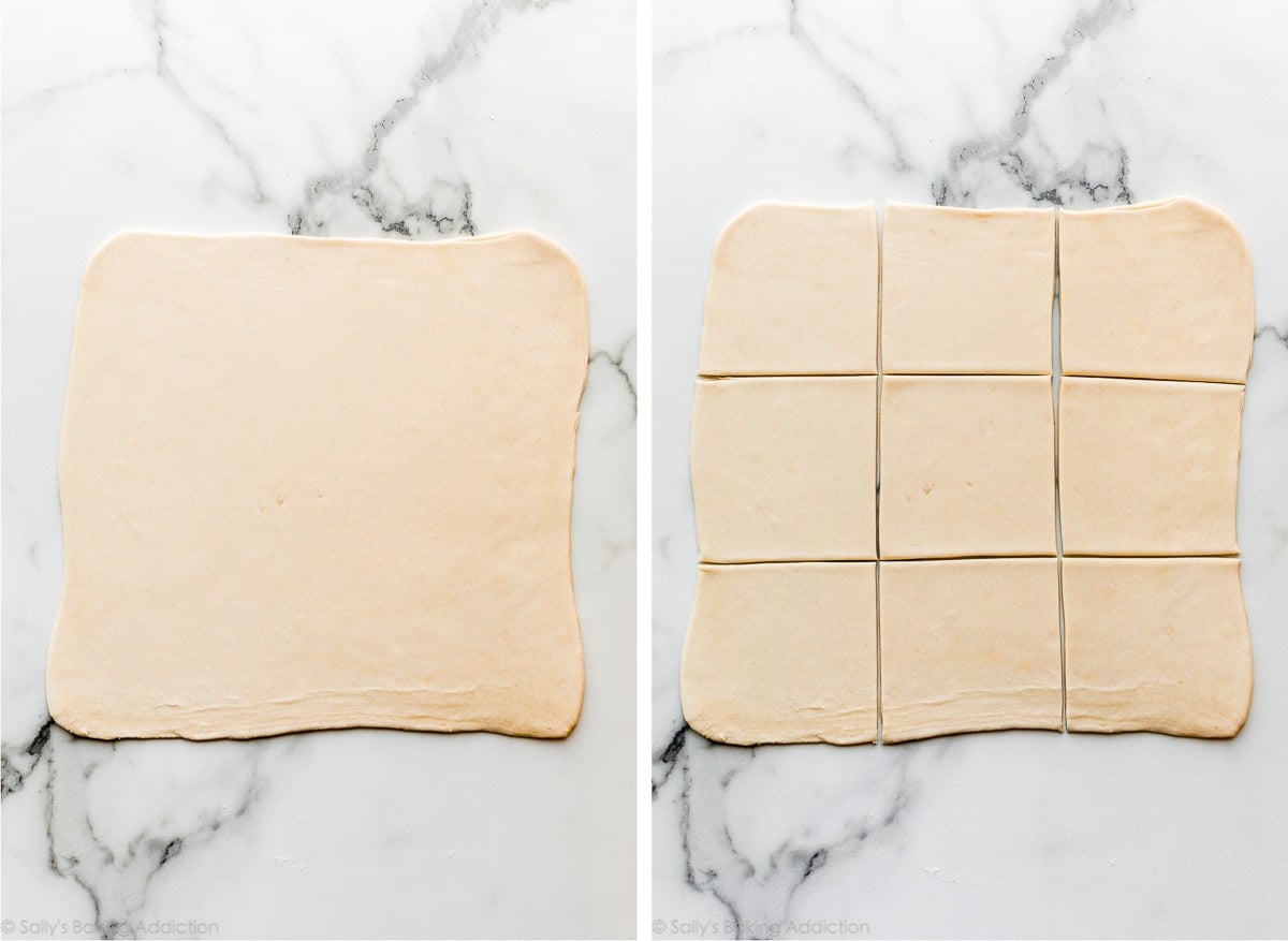 shaping dough to make turnovers