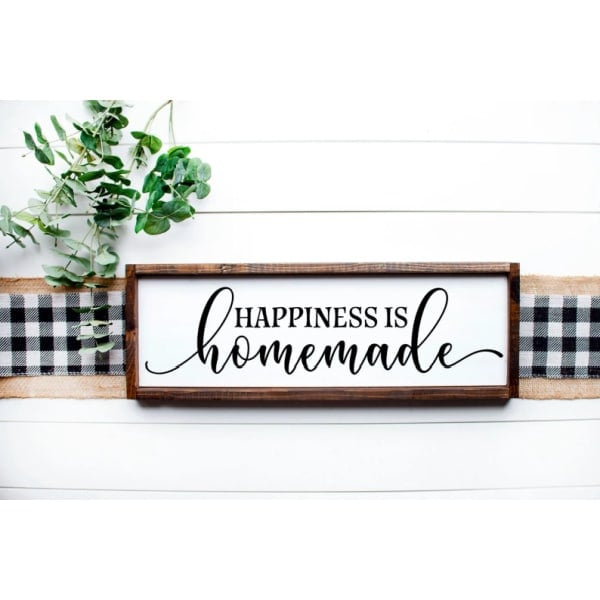 happiness is homemade wooden sign.