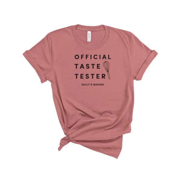mauve official taste tester shirt.