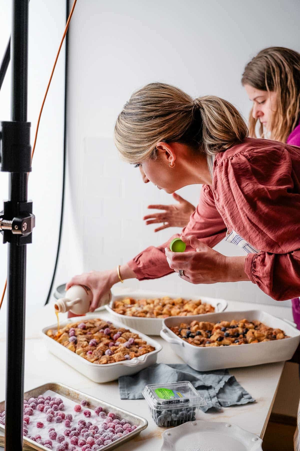 Sally styling a French toast casserole scene.